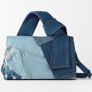 ZARA Patchwork Denim Mini City Bag